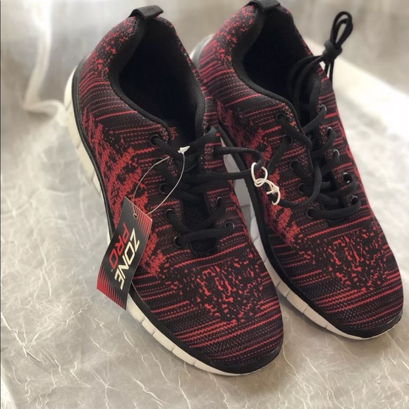 zone pro Other - Mens Size 8 Shoes Red Black Knit Sneakers NEW